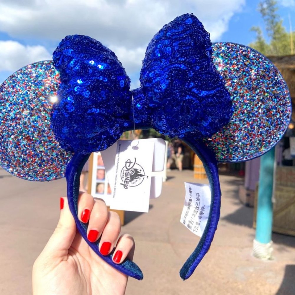 Disney Parks 2020 New Year Mickey Ears Blue Sparkle NWT